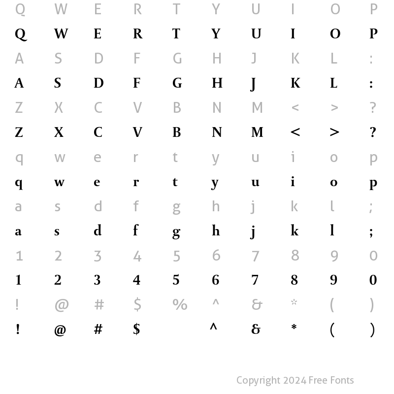 Character Map of DTL Paradox T Bold