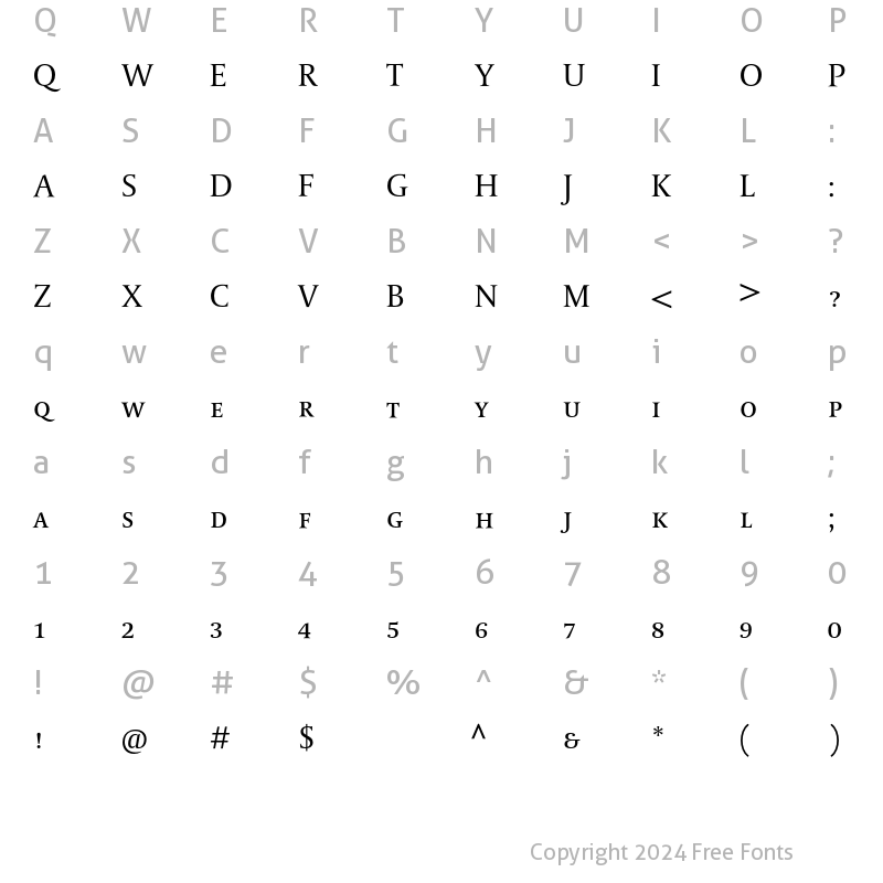 Character Map of DTL Paradox T Caps Regular