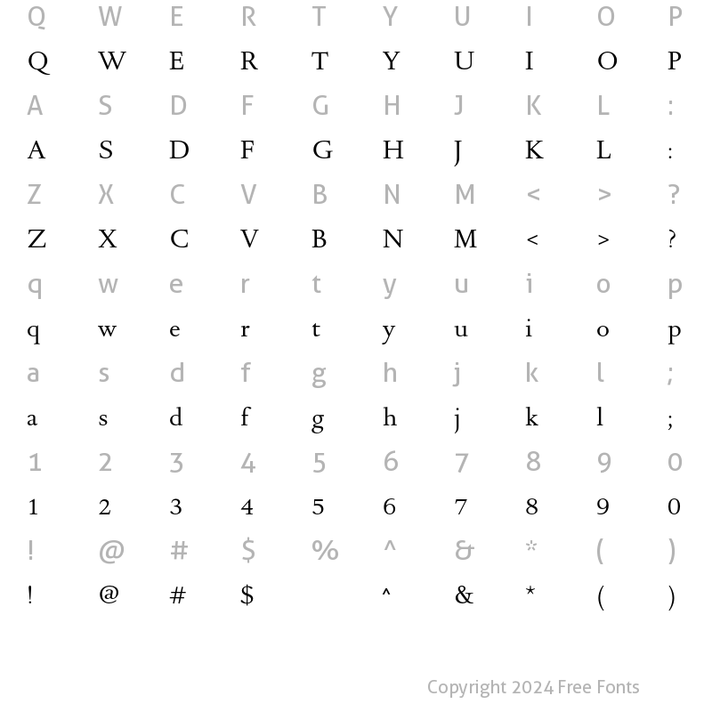 Character Map of DTL Romulus T Regular