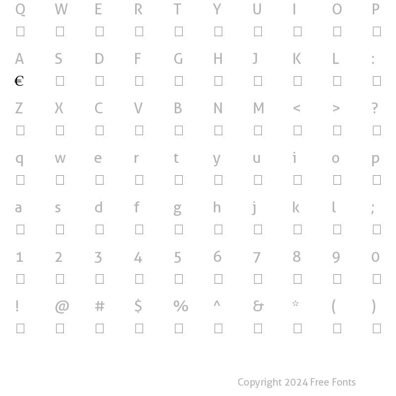 Character Map of DTL VandenKeere T Euro