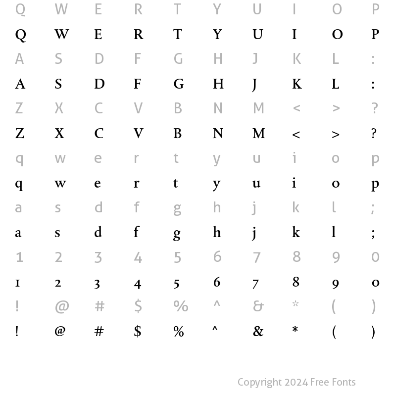 Character Map of DTLAlbertinaST Medium