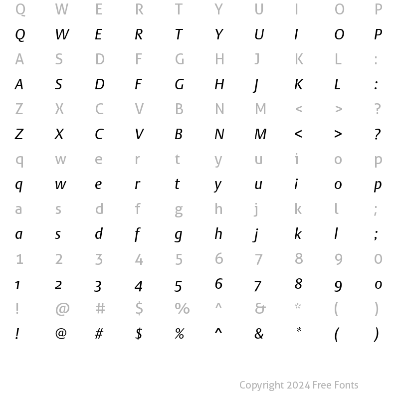 Character Map of DTLArgoST Italic