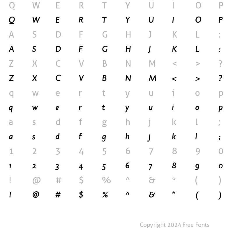 Character Map of DTLCaspariSTMedium Regular