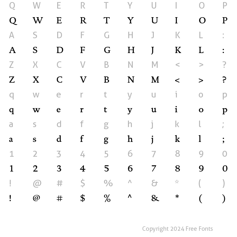 Character Map of DTLDocumentaT Medium