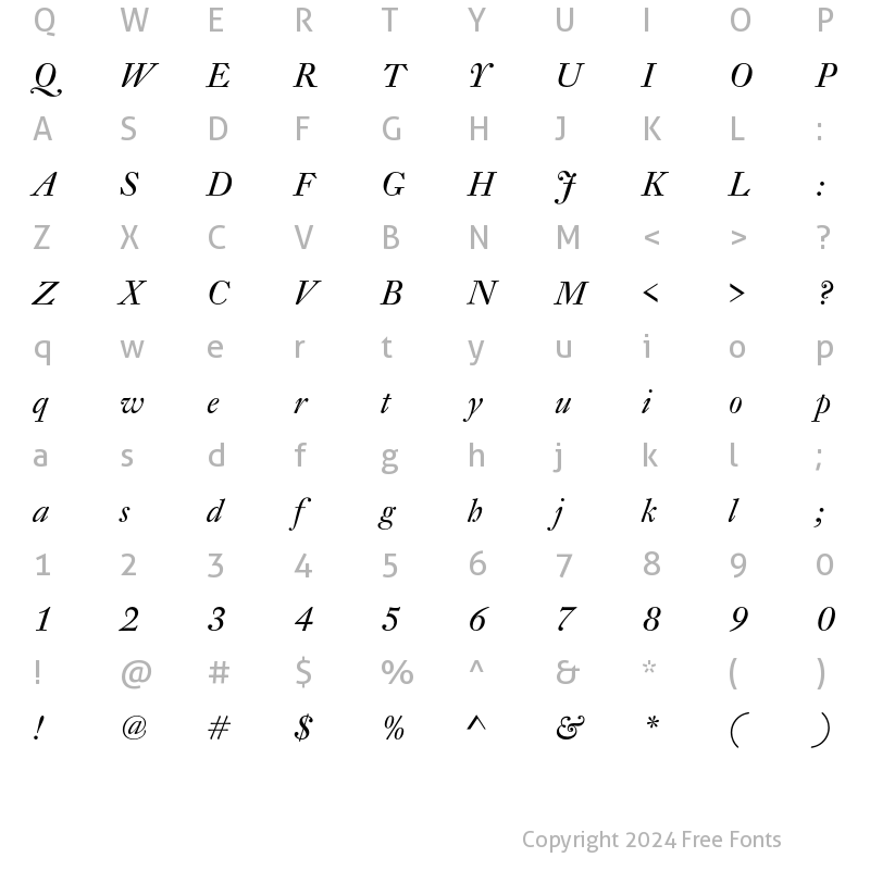 Character Map of DTLFleischmannD Italic