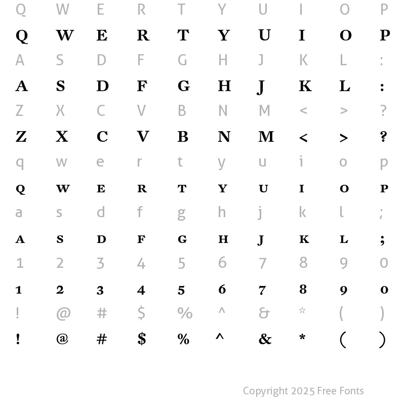 Character Map of DTLFleischmannT Caps Medium