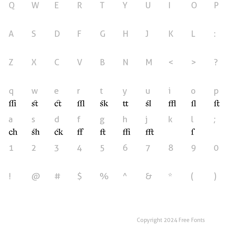 Character Map of DTLFleischmannTAlternate Regular