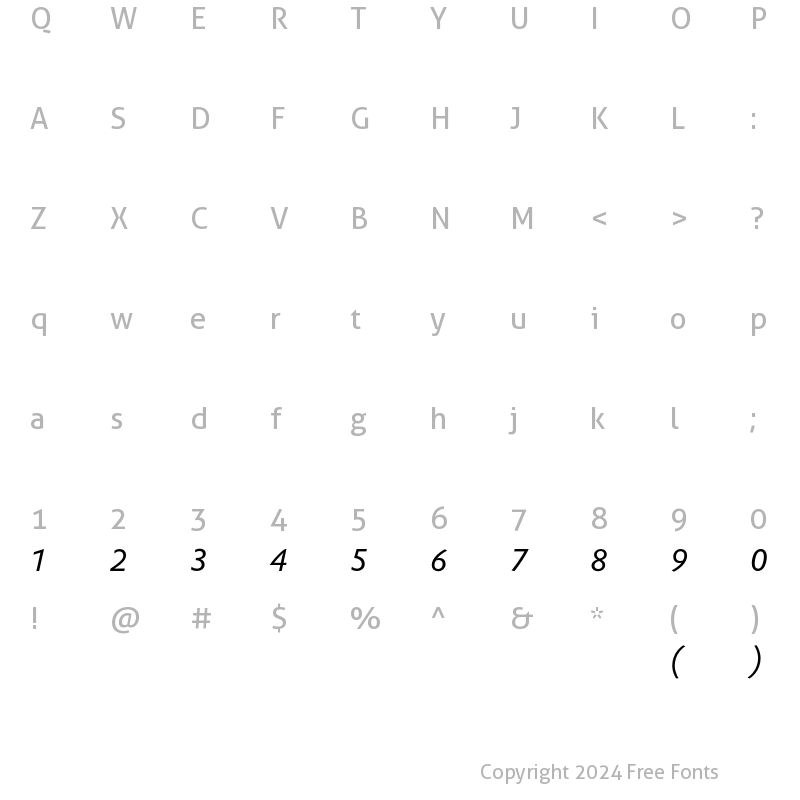 Character Map of DTLProkyonT Italic