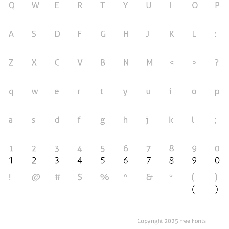 Character Map of DTLProkyonTLight Regular