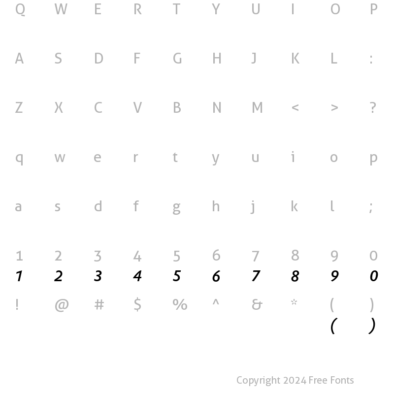 Character Map of DTLProkyonTMedium Italic