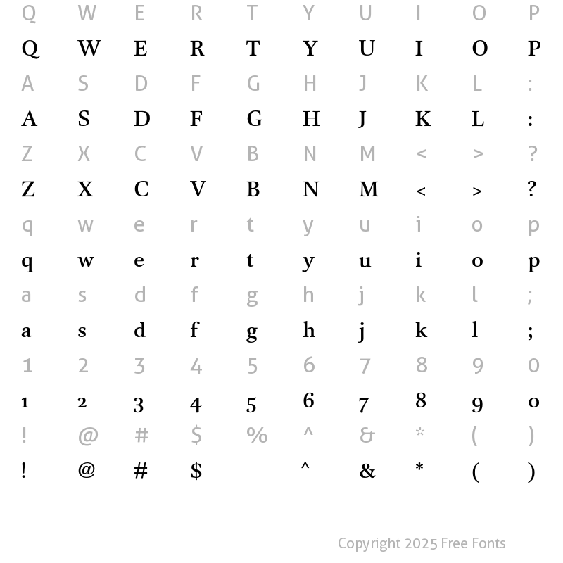 Character Map of DTLUnicoST Medium Regular