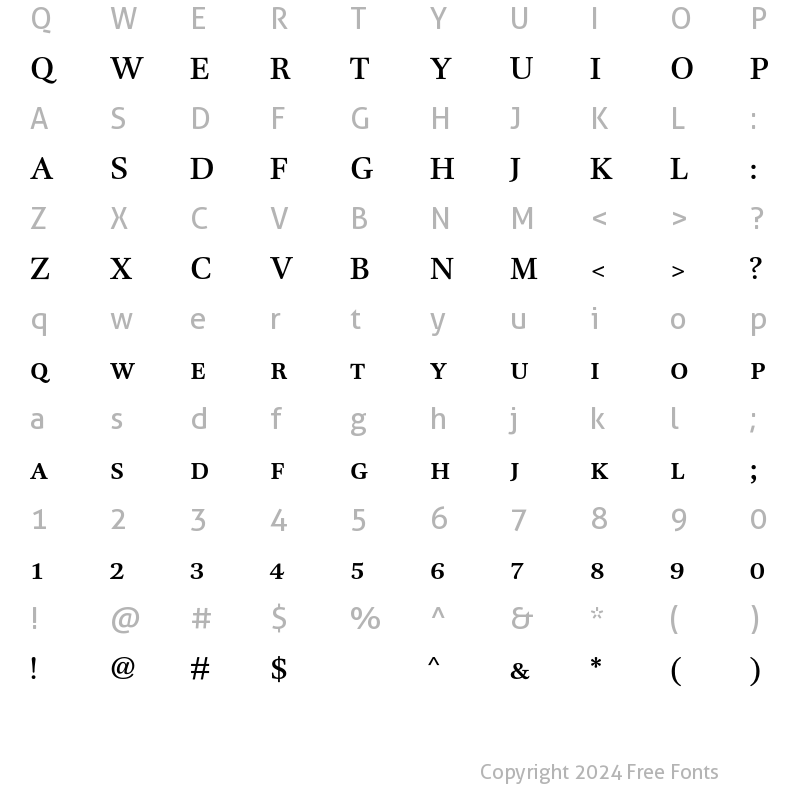 Character Map of DTLUnicoT-CapsMedium Regular