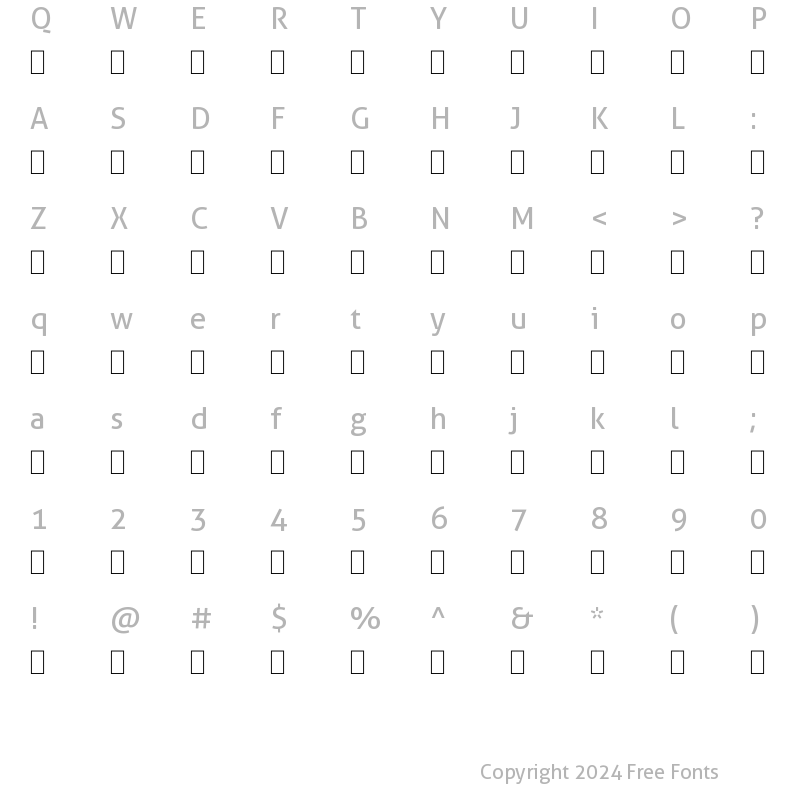 Character Map of DTP Naskh 5 regular