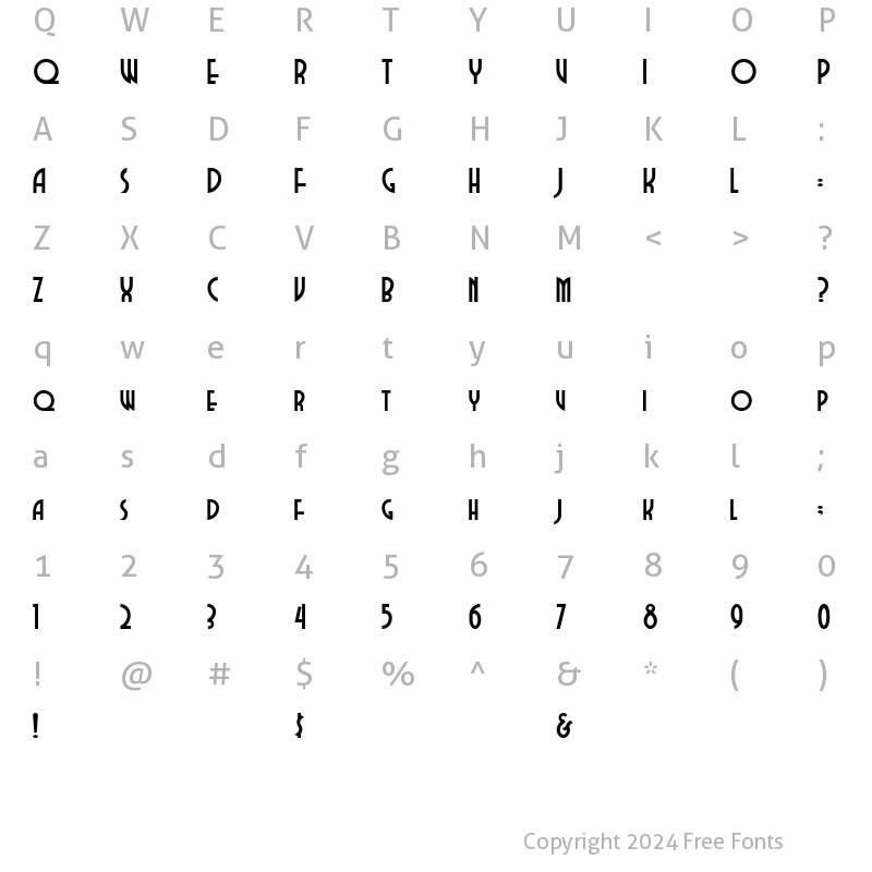 Character Map of DubbaDubbaA Regular