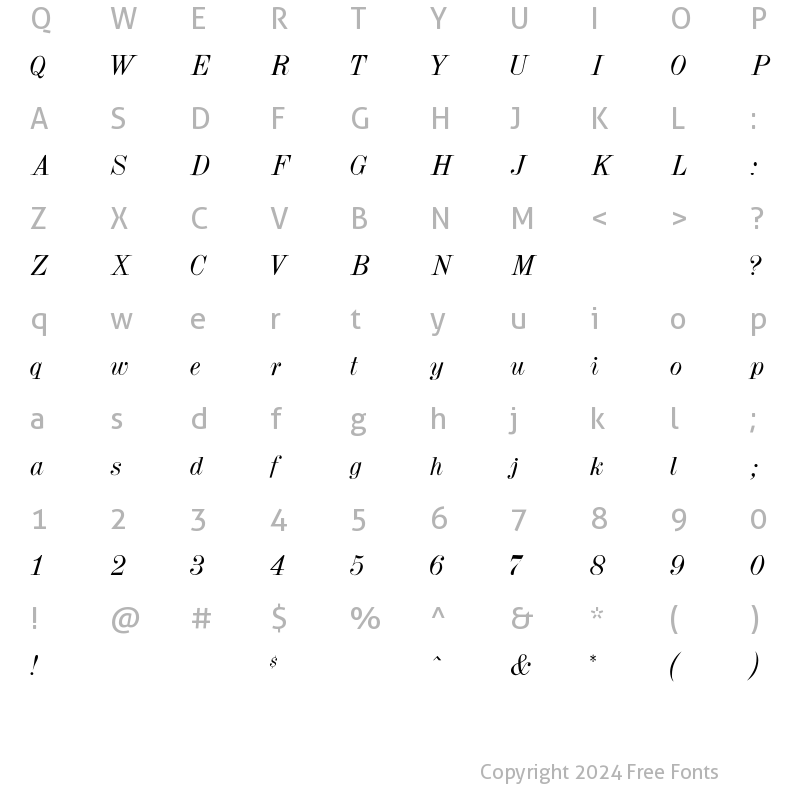 Character Map of DubielItalic Regular