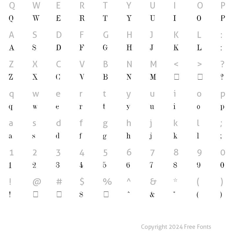 Character Map of DubielPlain Regular