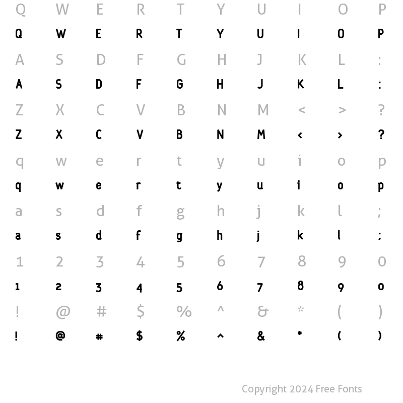 Character Map of Dubius Bold