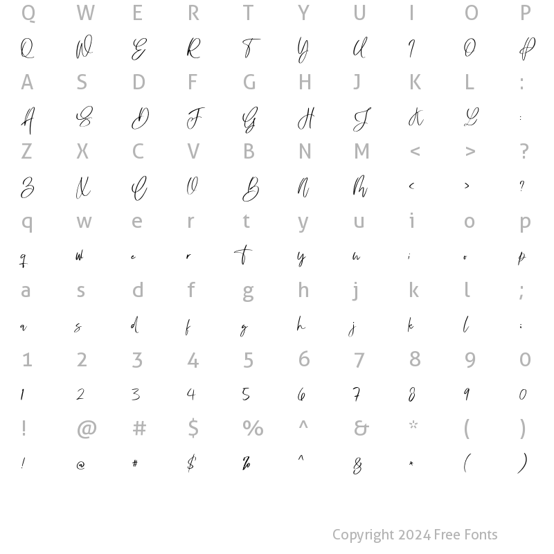 Character Map of Dublishine Signature Regular