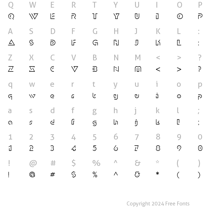 Character Map of Dublon regular