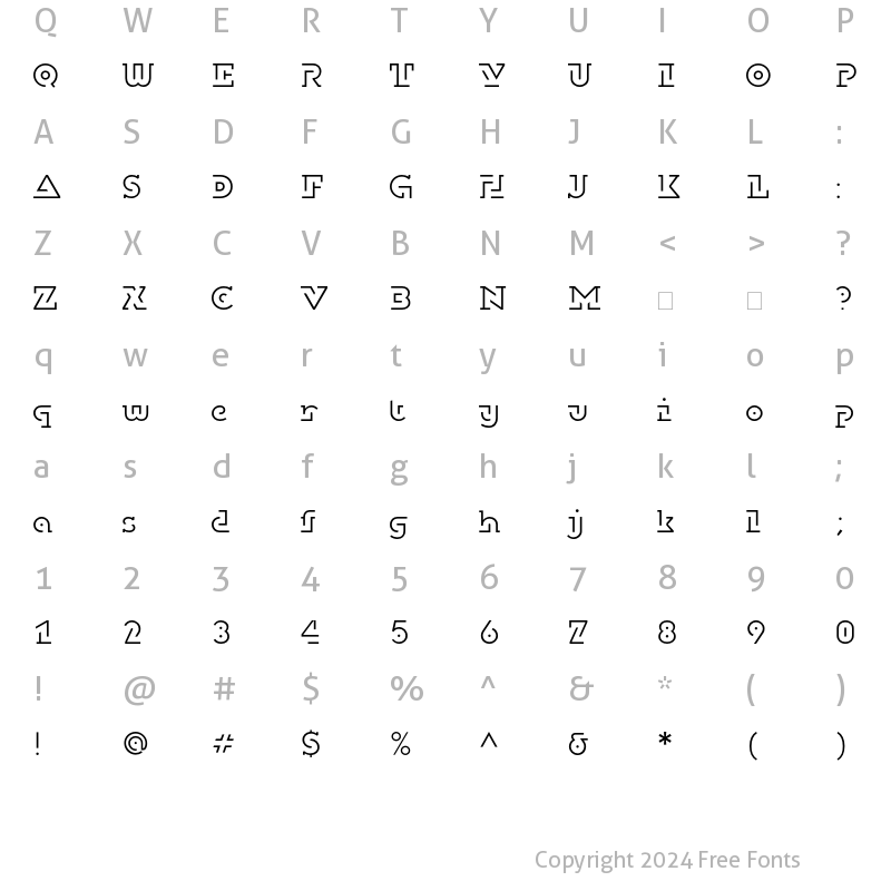 Character Map of DublonBrusLightC Regular