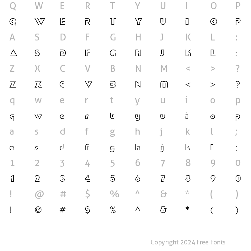 Character Map of DublonLightC Regular