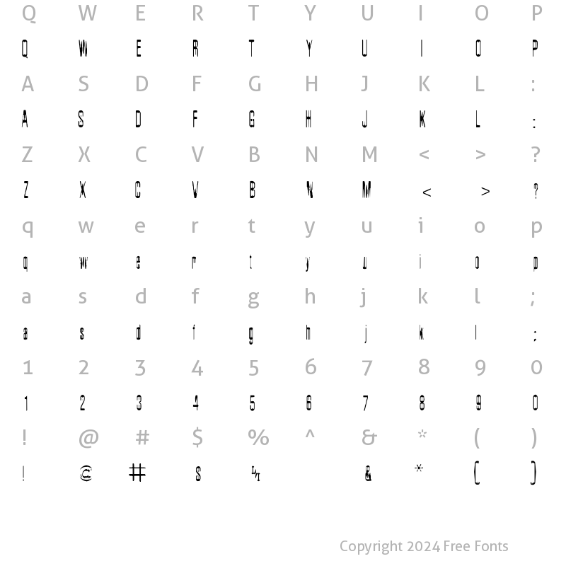 Character Map of Dublux Raw Regular