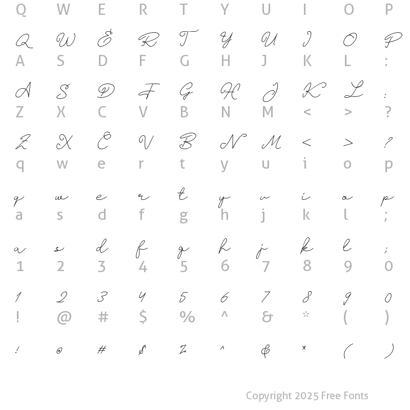 Character Map of Dubrovnik Hill- Italic Italic