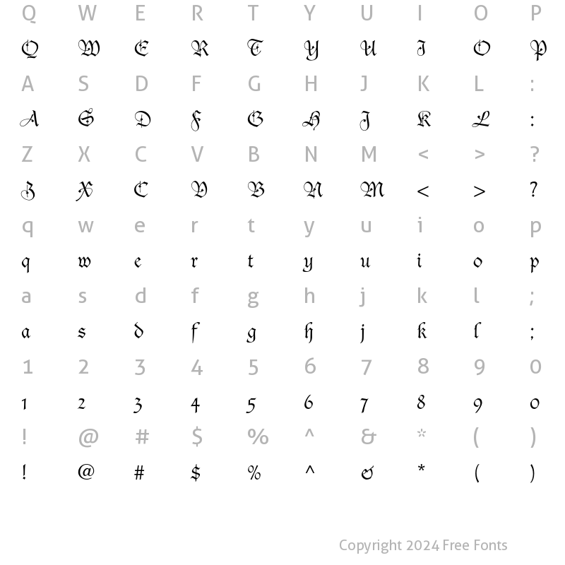 Character Map of Duc De Berry Regular