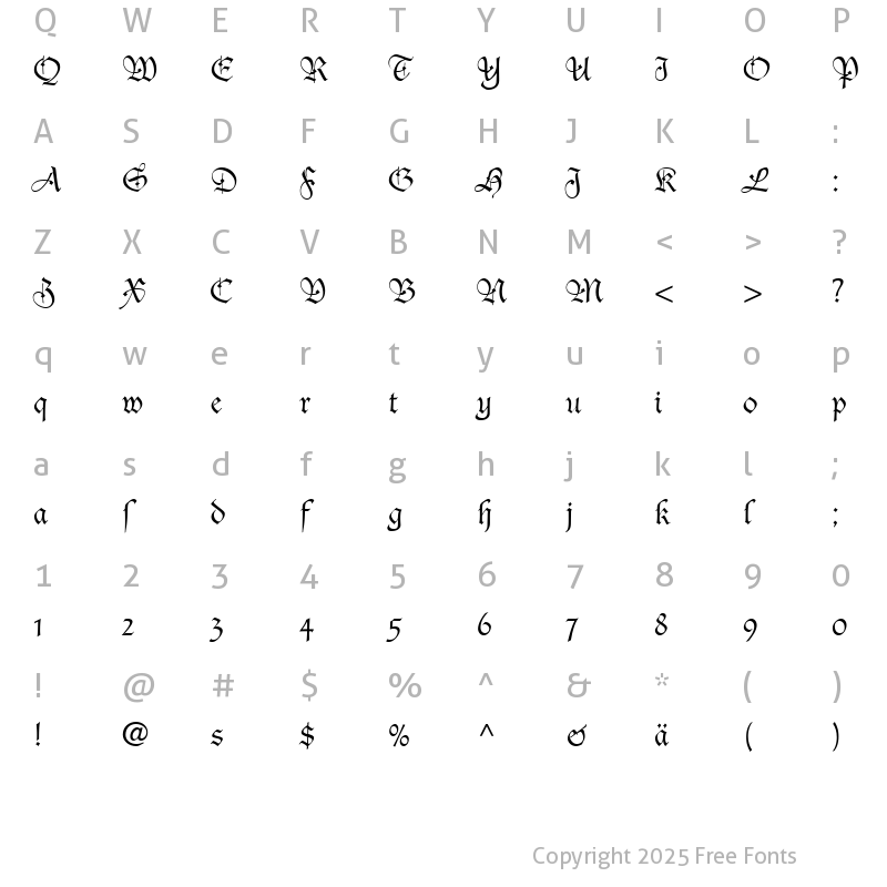 Character Map of DucDeBerryDfr Roman