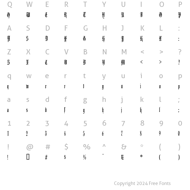 Character Map of Duerer Gotisch Regular