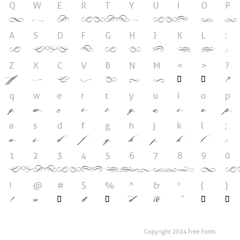 Character Map of DuetII Flourishes