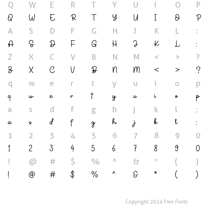 Character Map of Duffel Bag Regular