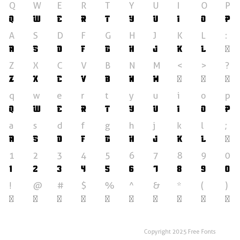 Character Map of Dujitsu Demo Regular