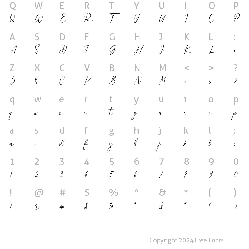 Character Map of Dulan Anzelica Regular