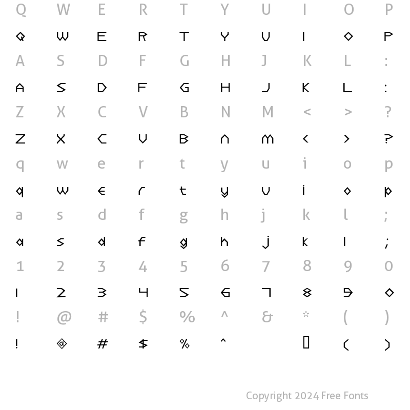 Character Map of Dulethia Regular