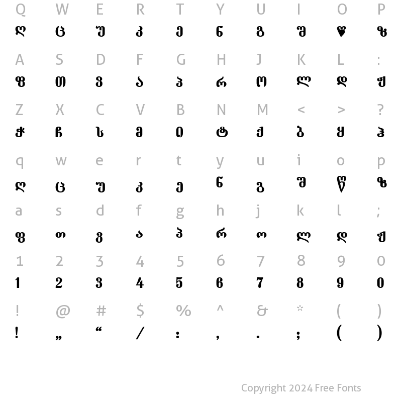 Character Map of Dumbadze-ITV Bold