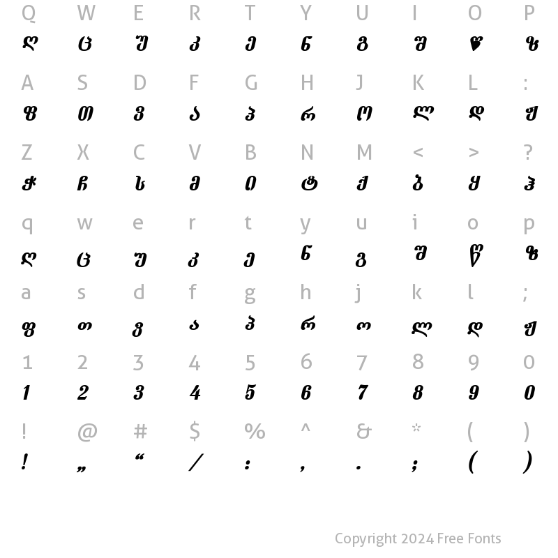 Character Map of Dumbadze-ITV Bold Italic