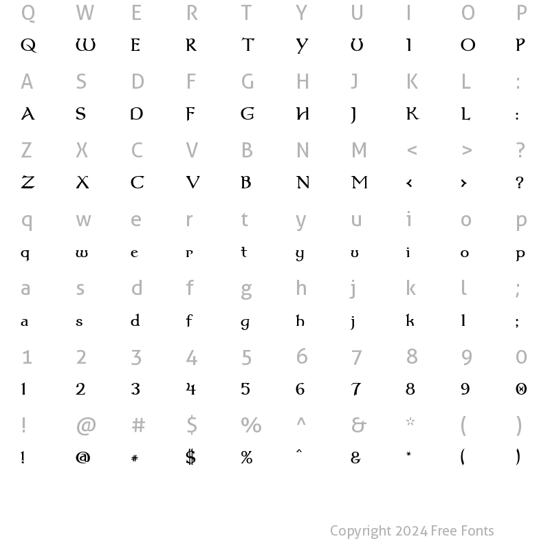 Character Map of Dumbledor 1 Regular