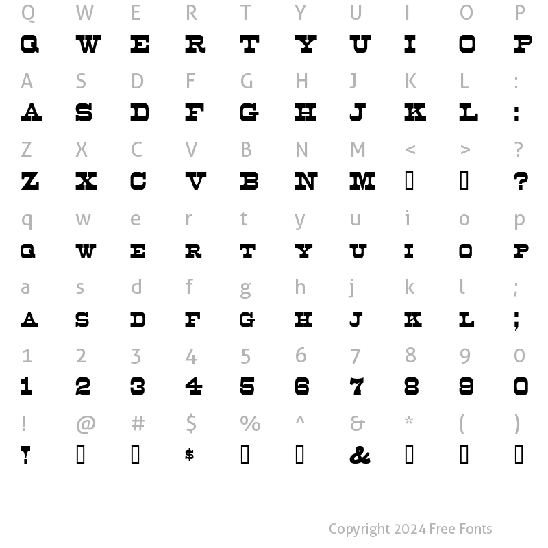 Character Map of DuncanCondensed Regular