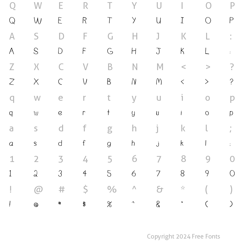 Character Map of DuncanItalic Italic