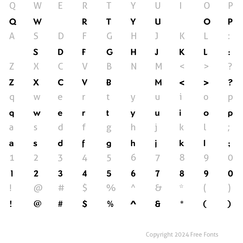 Character Map of DundeeBold Regular