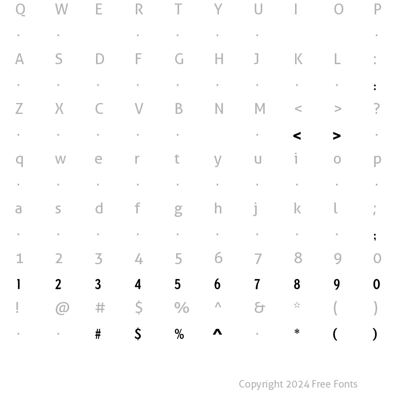 Character Map of DundeeBoldCondTab Regular