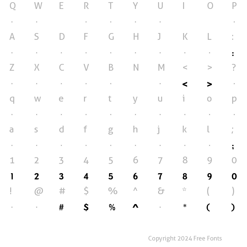 Character Map of DundeeBoldTab Regular