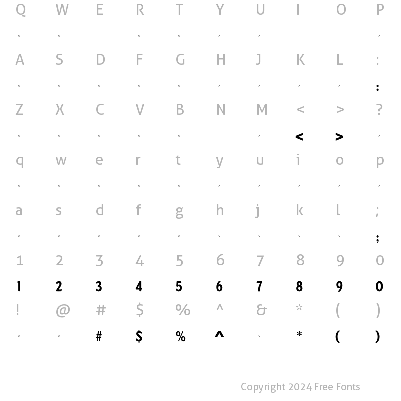 Character Map of DundeeExtraBoldCondTab Regular