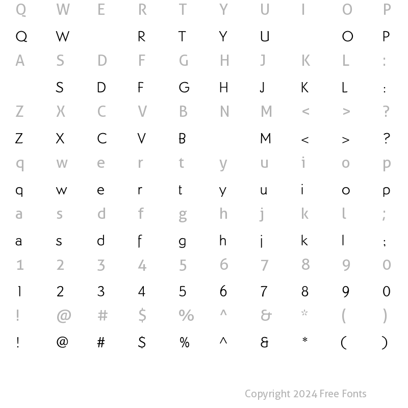 Character Map of DundeeLight Regular