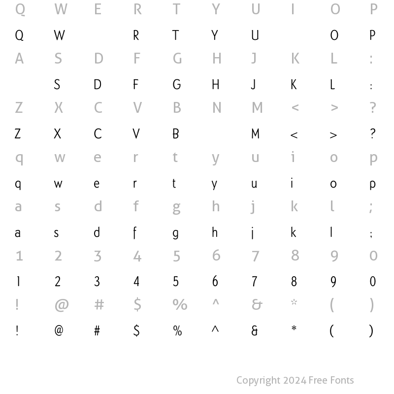 Character Map of DundeeLightCond Regular