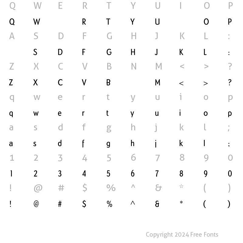 Character Map of DundeeMedCond Regular