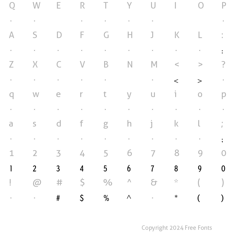 Character Map of DundeeMedCondTab Regular