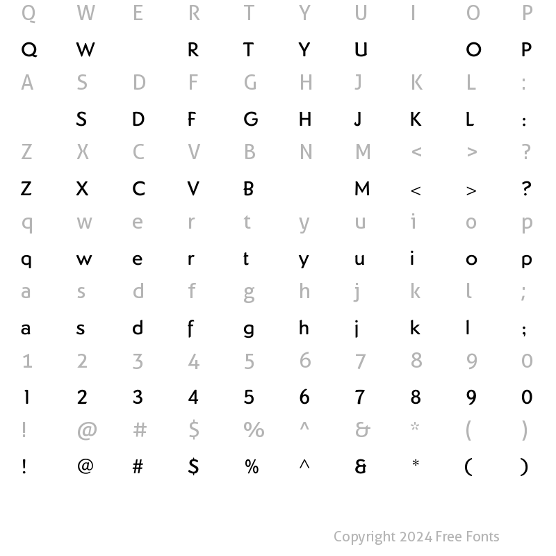 Character Map of DundeeMedium Regular