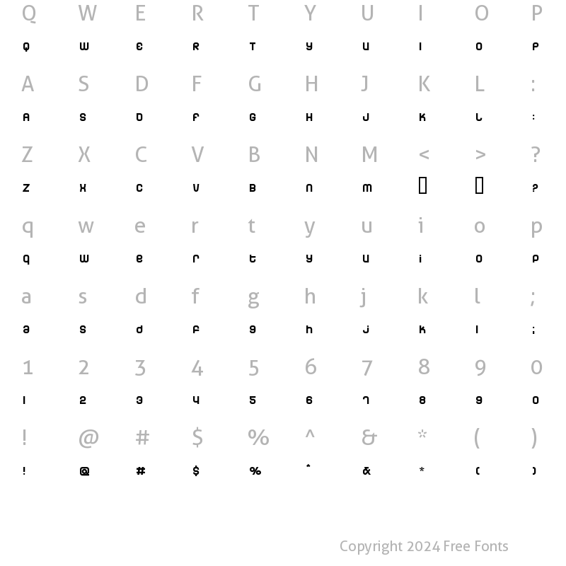 Character Map of Dunebug Regular